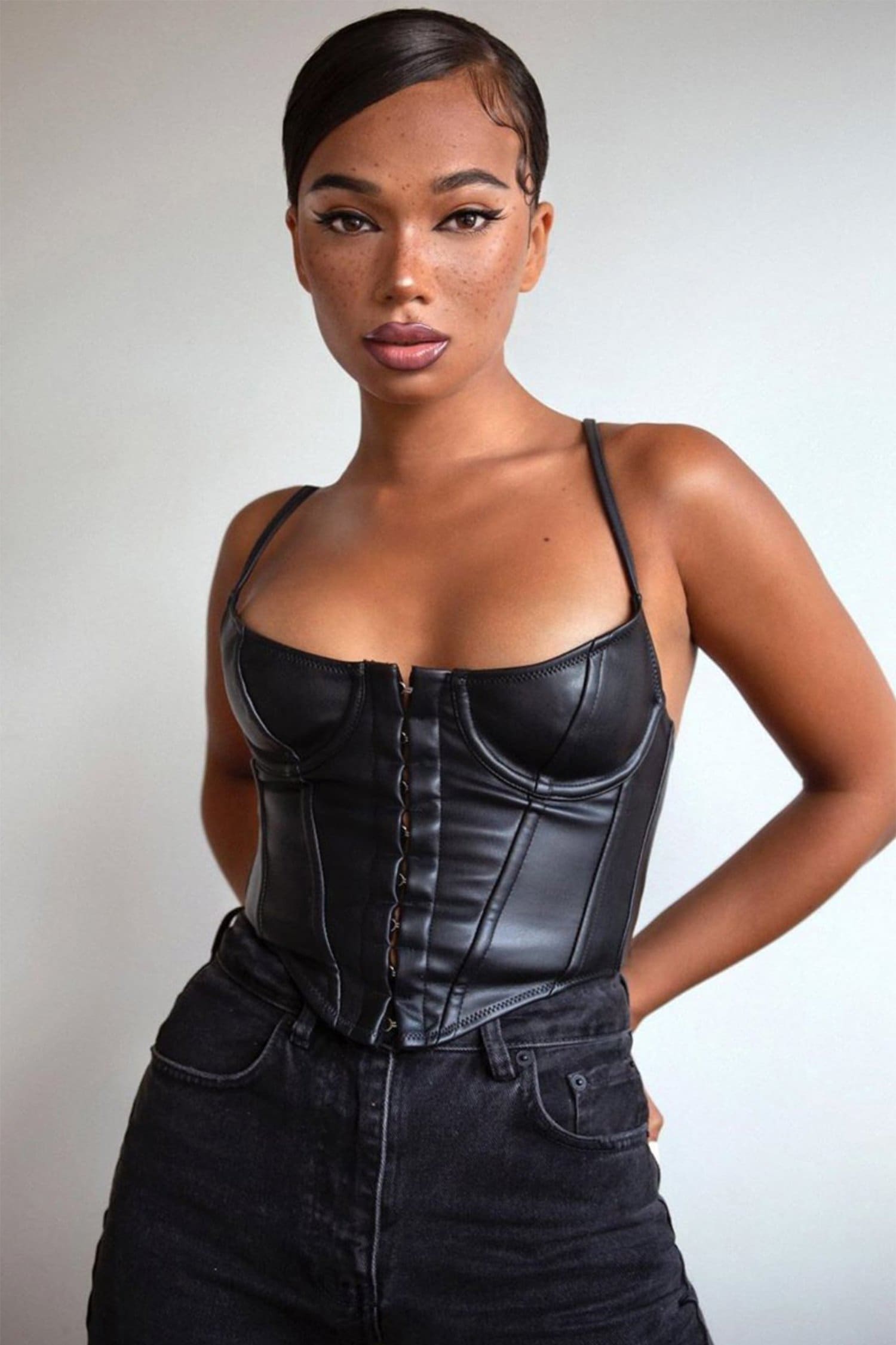 Faux Leather Corset Top  Leather corset, Corset top, Tops