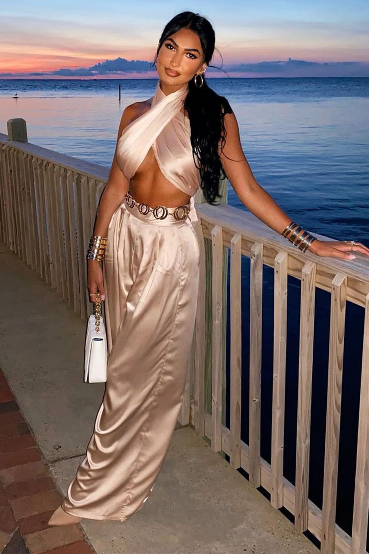 Vacation Bliss Taupe Halter Wrap Crop Top