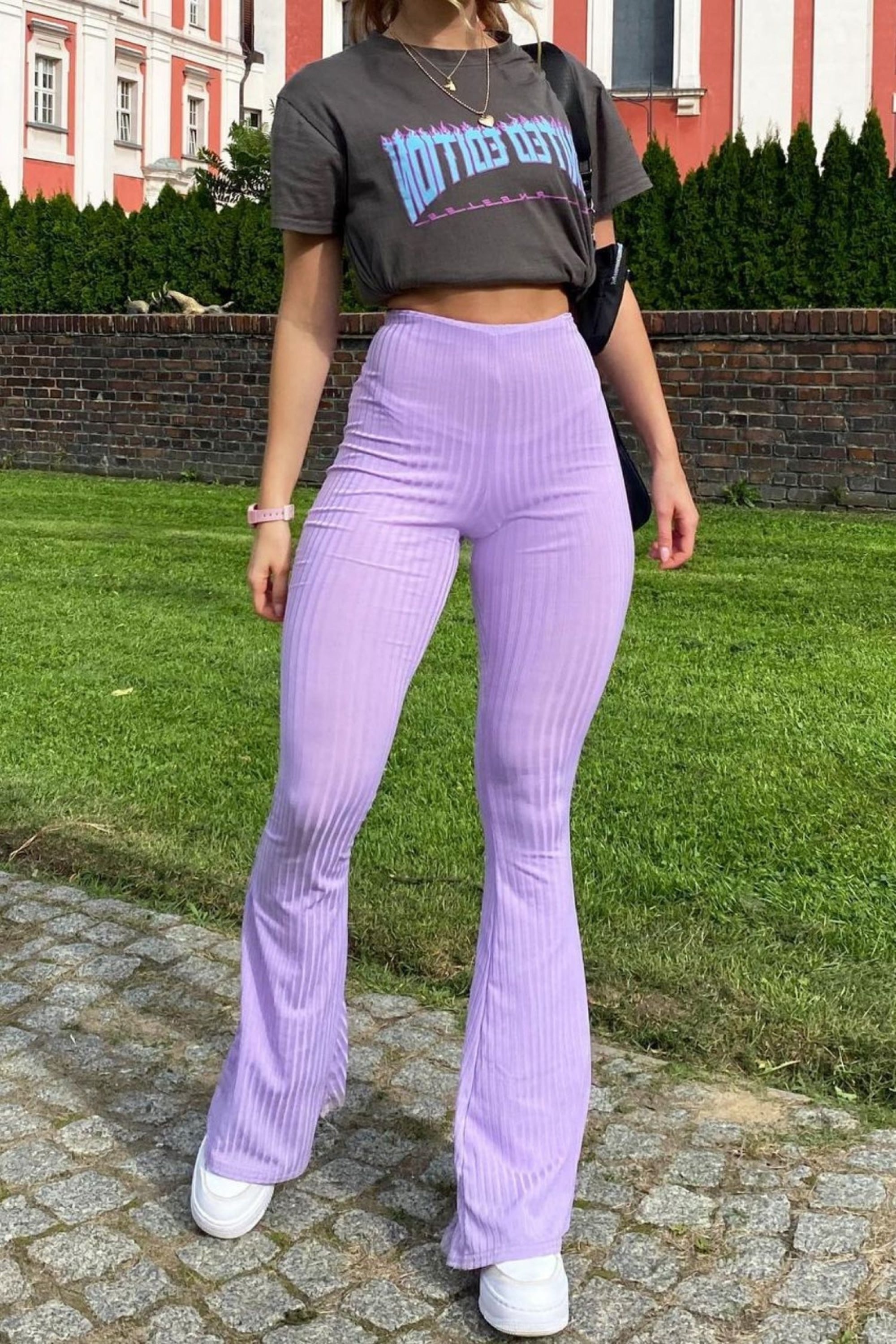 Purple Marble Print Flare Pants And Crop Blazer Set – IRHAZ
