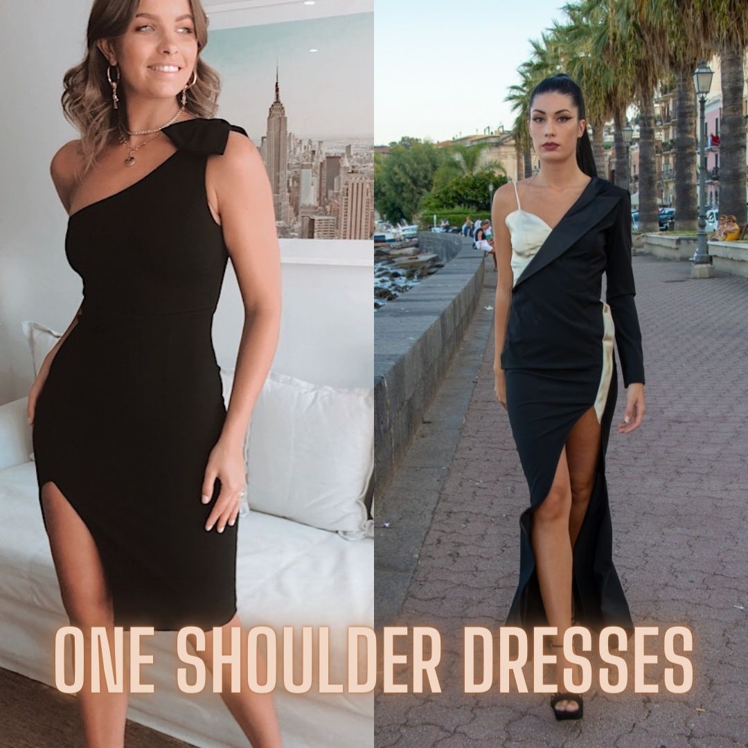 women's one shoulder and one sleeve dresses