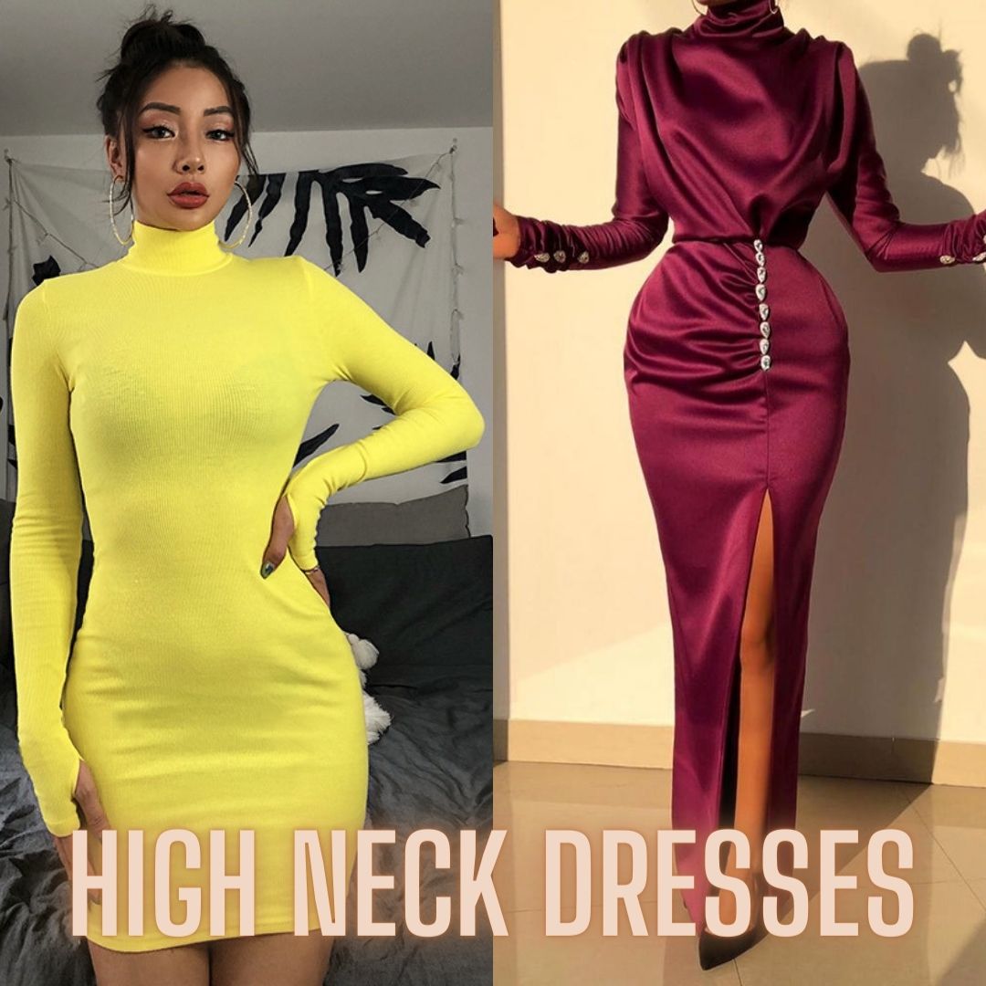 women's high neck dresses