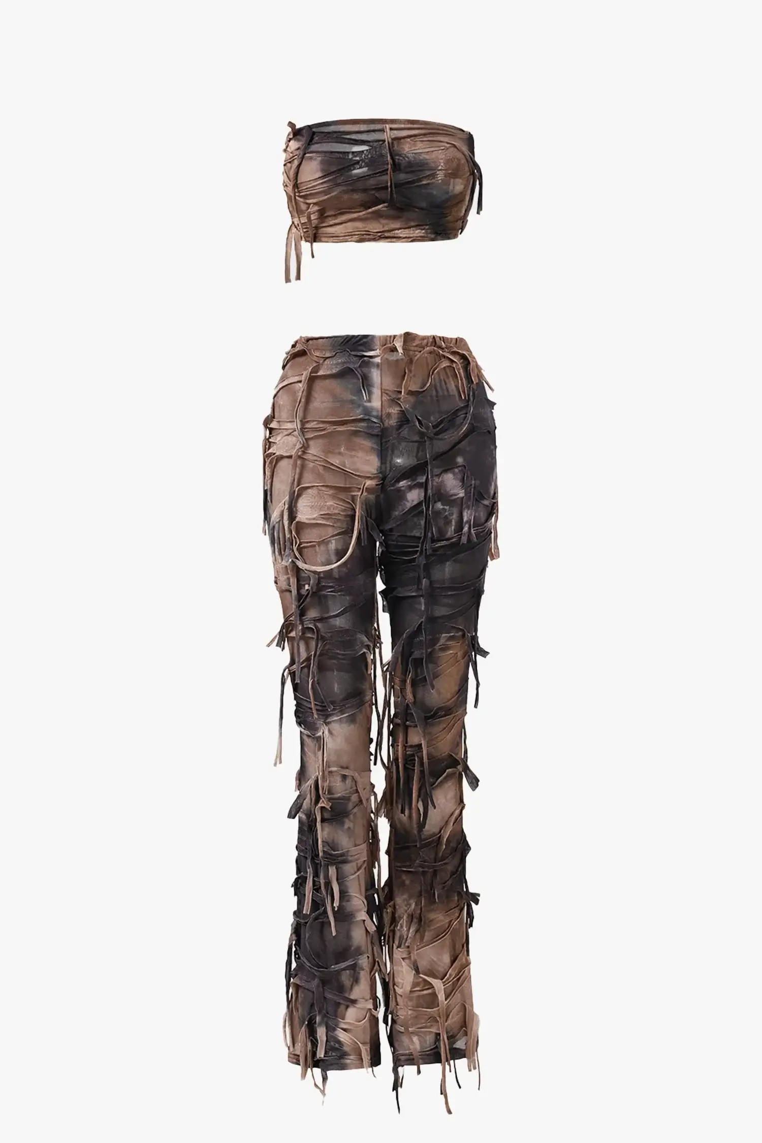 Tie Dye Distressed Two-Piece Pants Set Outfit Sets