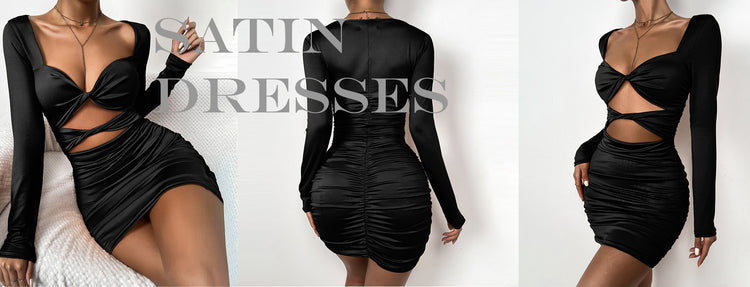 Irhaz Backless Leather Short Dress