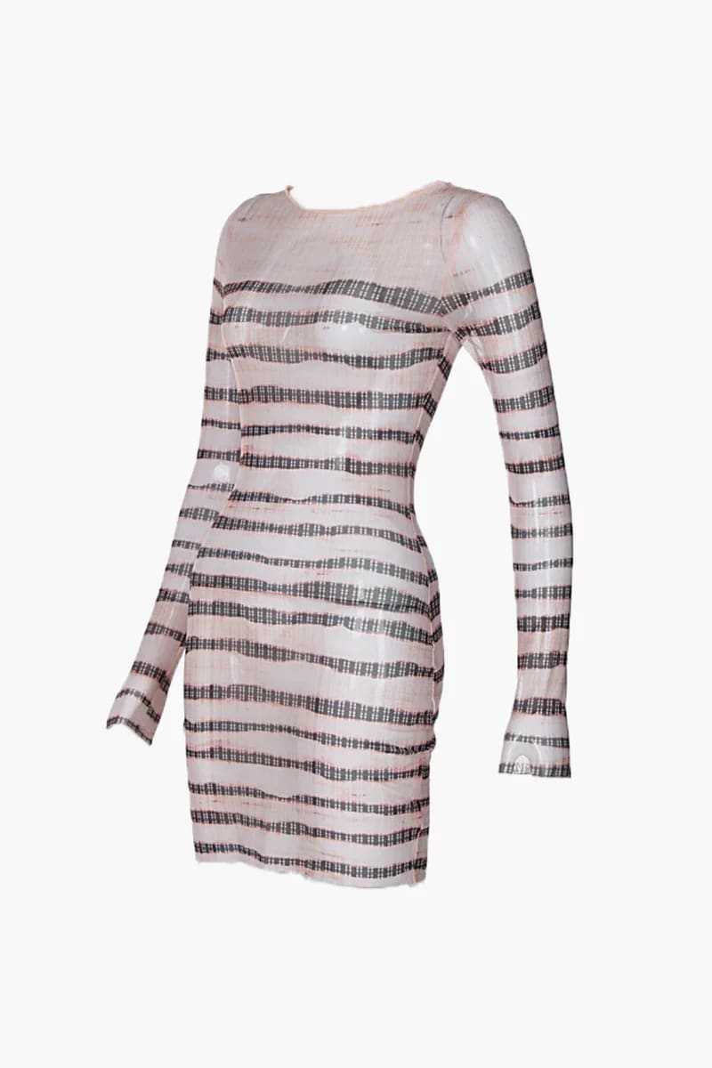 Beige Stripped Mini Dress