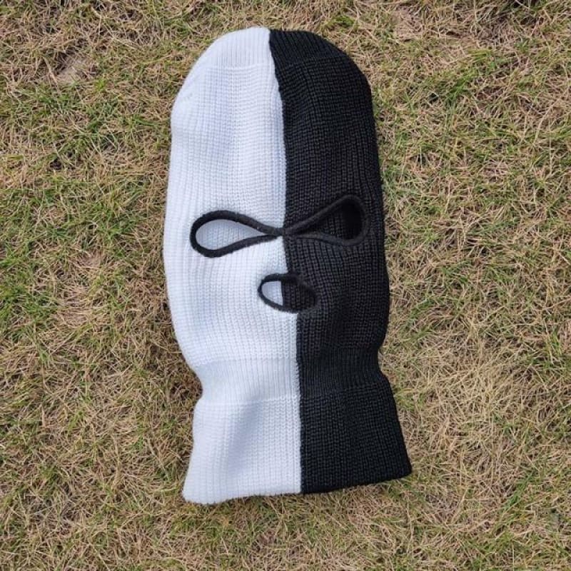 Black And White Three Holes Ski Mask And Black Balaclava