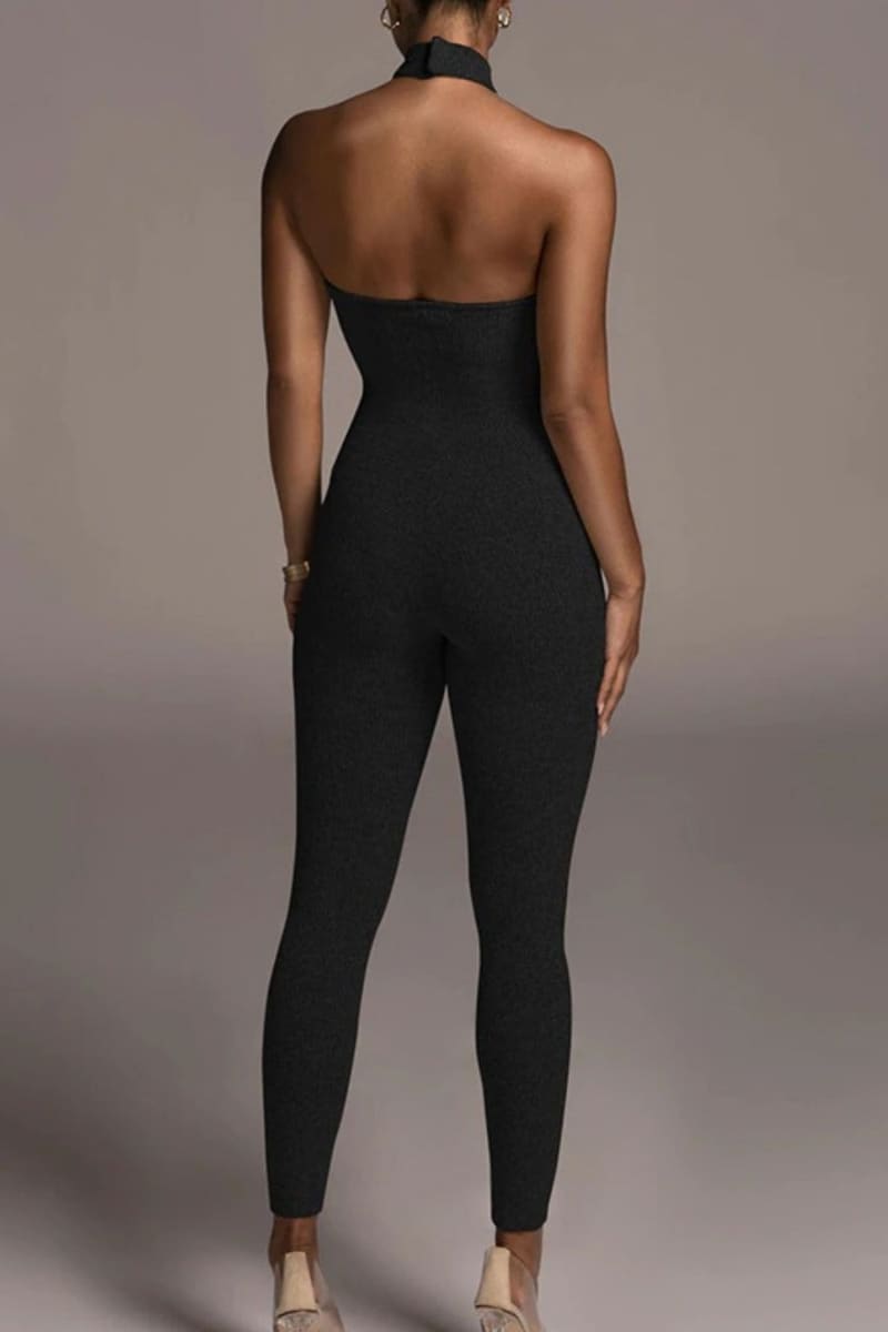 Black Backless Halter Jumpsuit Jumpsuit