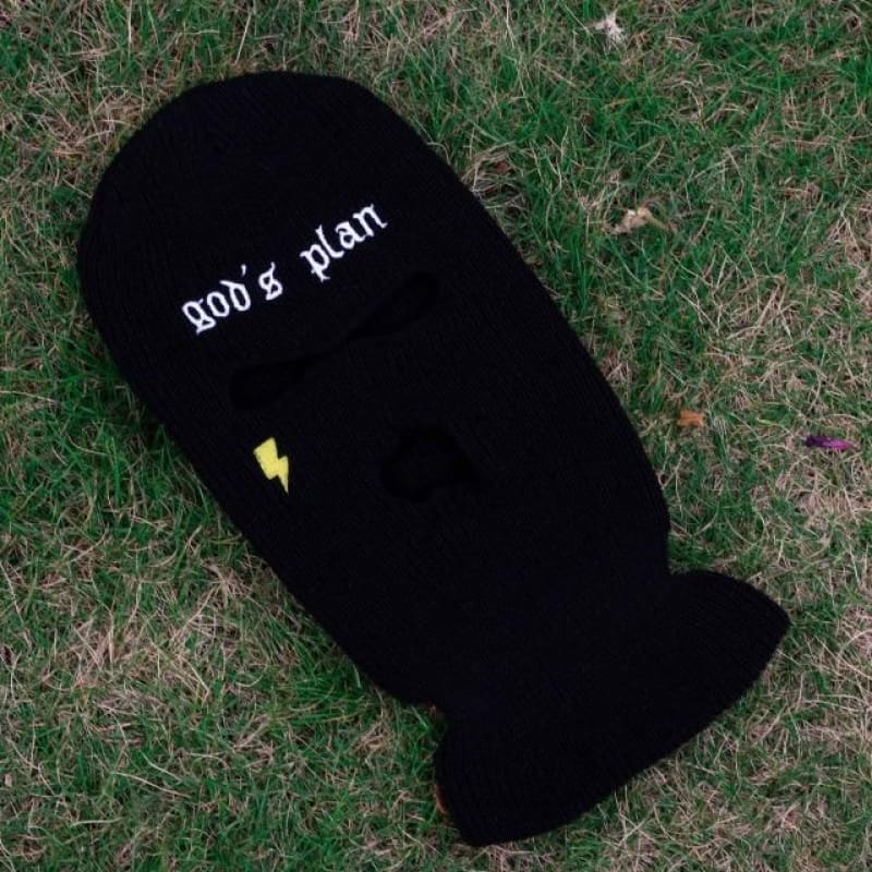 Black Gods Plan Embroidery Print 3 Holes Ski Mask Balaclava