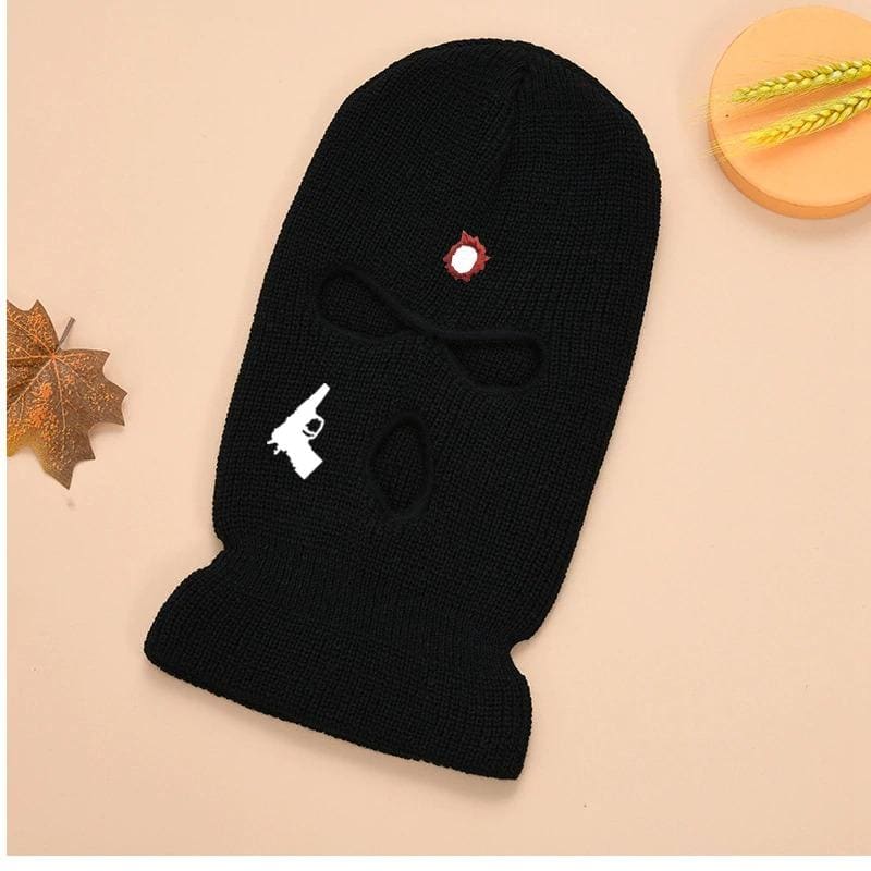 Black Gun And Bullet Hole 3 Ski Mask Balaclava