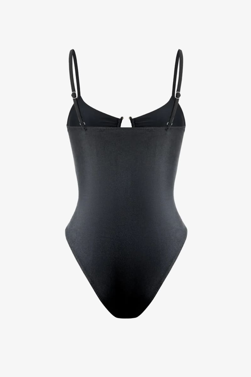 Black Ring Cut Out One Piece Swimsuit Monokini