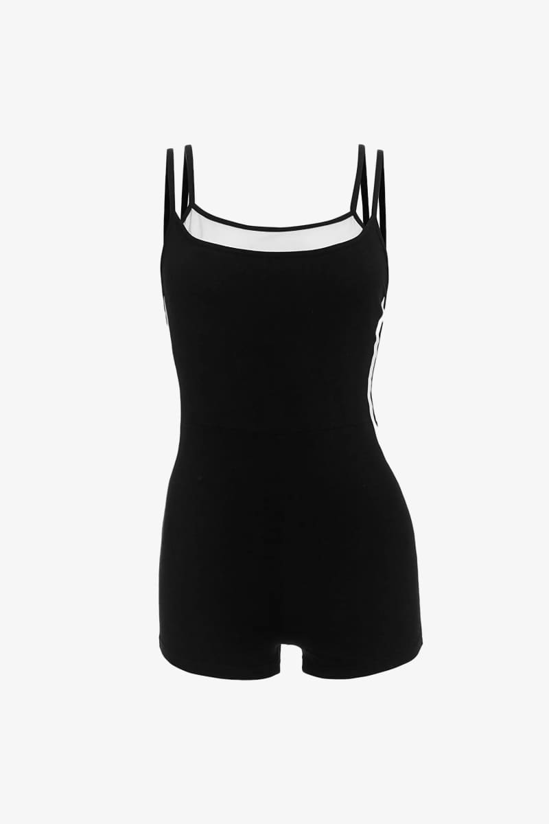 Black Spaghetti Strap Bodycon Romper