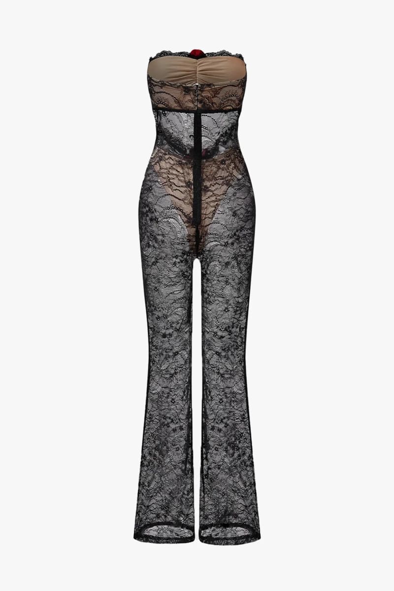 Black Strapless Lace Jumpsuit Jumpsuits & Rompers