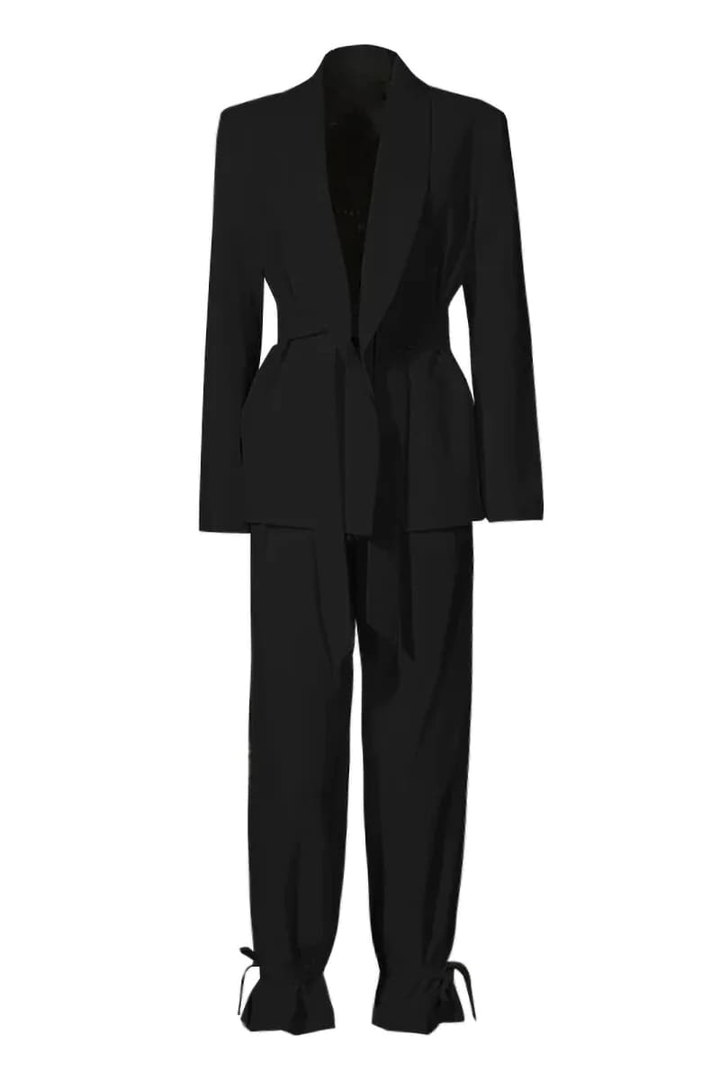 Black Tie Pants Blazer Set