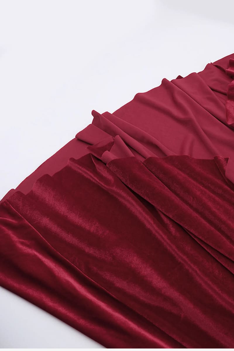 Burgundy Velvet Off The Shoulder Maxi Dress