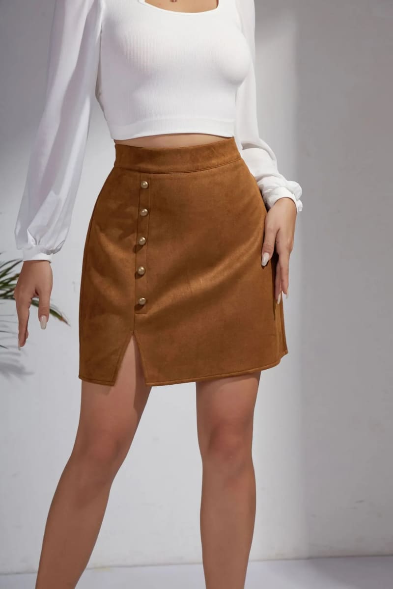 Camel Mini Suede Skirt