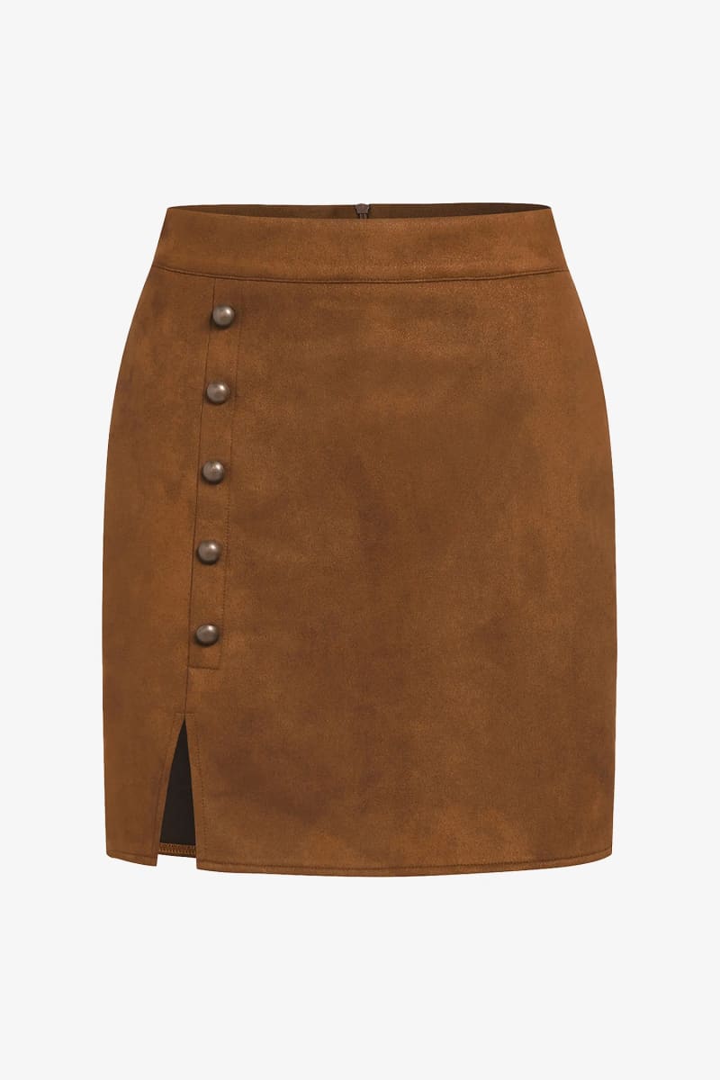 Camel Mini Suede Skirt