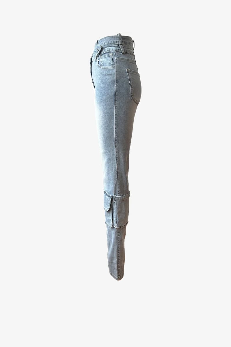 Double Waist Bell Bottom Jeans Pants