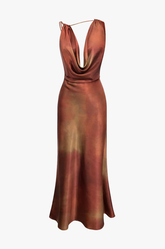 Ginger Satin Cowl Neck Maxi Dress