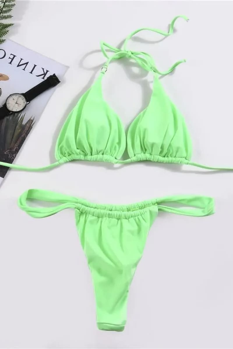 Green Adjustable Slide Bikini Set