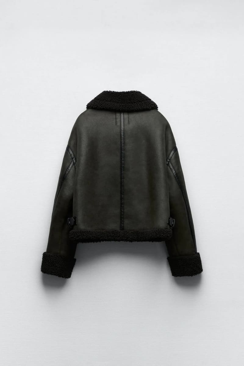 Green Aviator Shearling Jacket Women