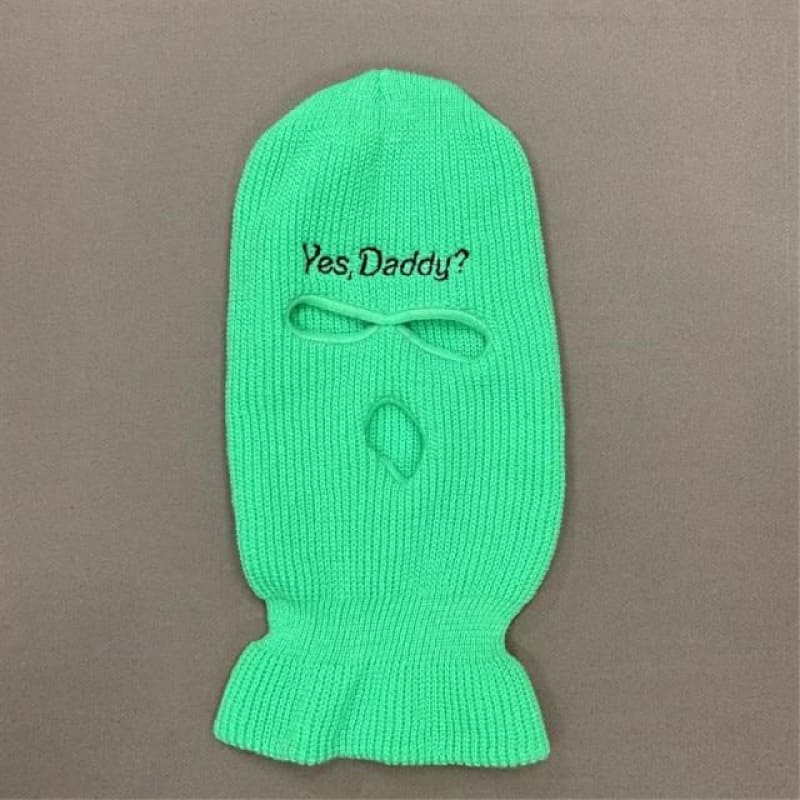 Green Embroidered Yes Daddy Ski Mask Balaclava