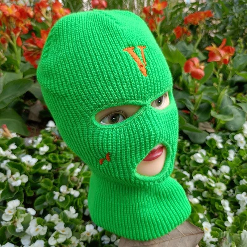 Green Vlone Embroidery 3 Holes Ski Mask Balaclava