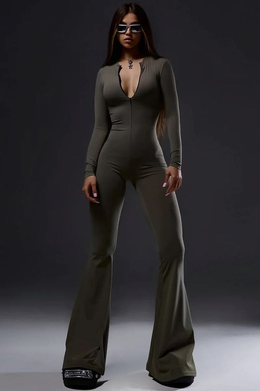 Grey Bell Bottom Jumpsuit / S