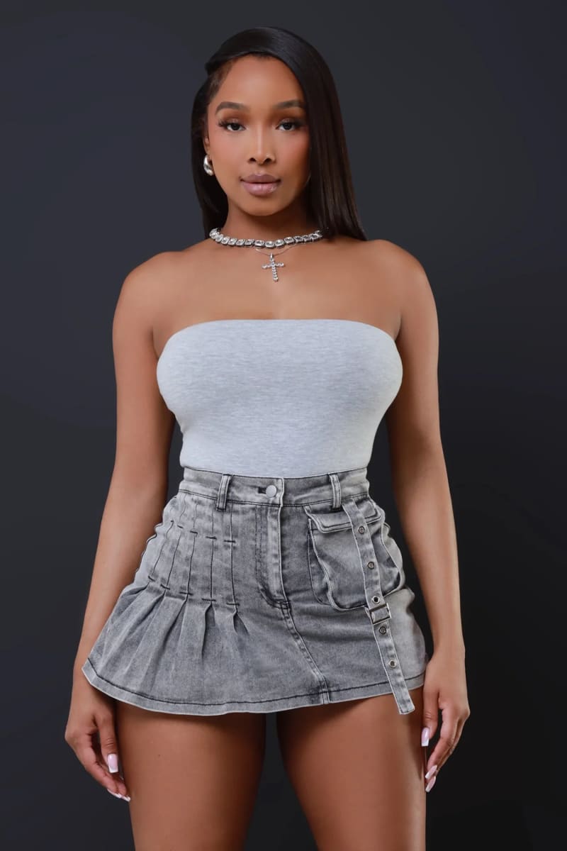 Grey Denim Skort