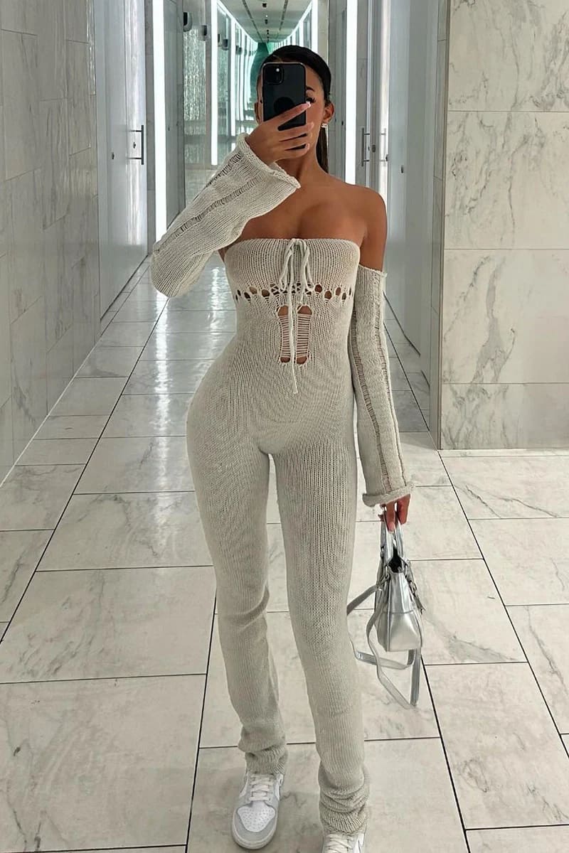 Grey Distressed Jumpsuit