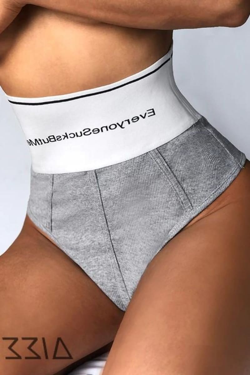 Grey High Waisted Brief Underwear