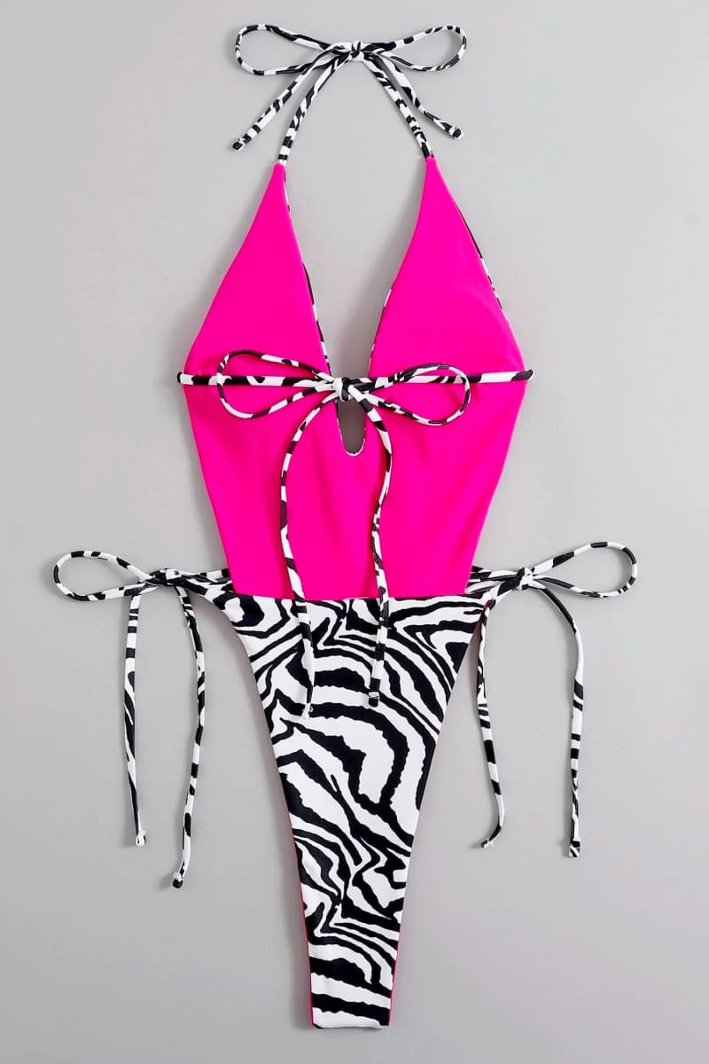 High Cut Zebra Print Swimsuit Monokini