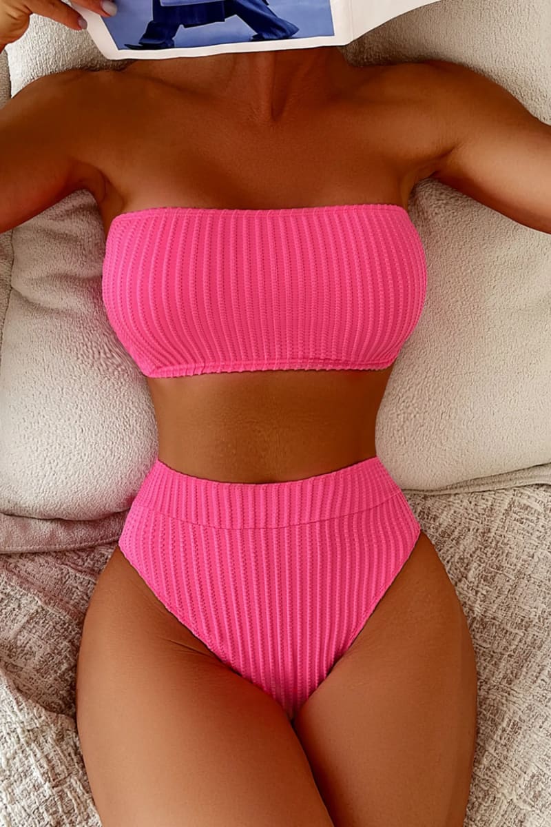 Hot Pink Smocked Bikini