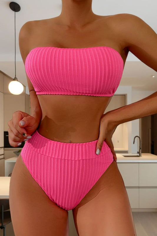 Hot Pink Smocked Bikini