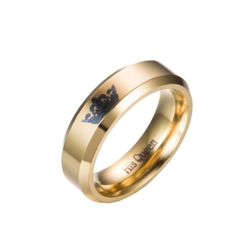 Irhaz Colour King And Queen Stainless Steel Crown Couple Rings Gold For Couples Lovers Love Promise