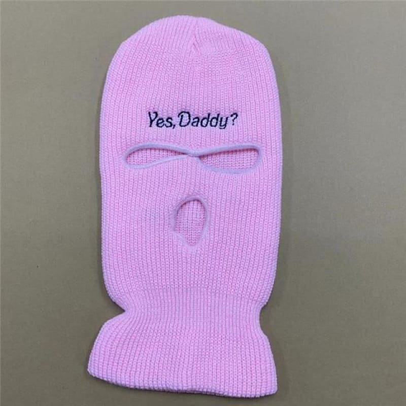 Lavender Embroidered "Yes Daddy?" Ski Mask