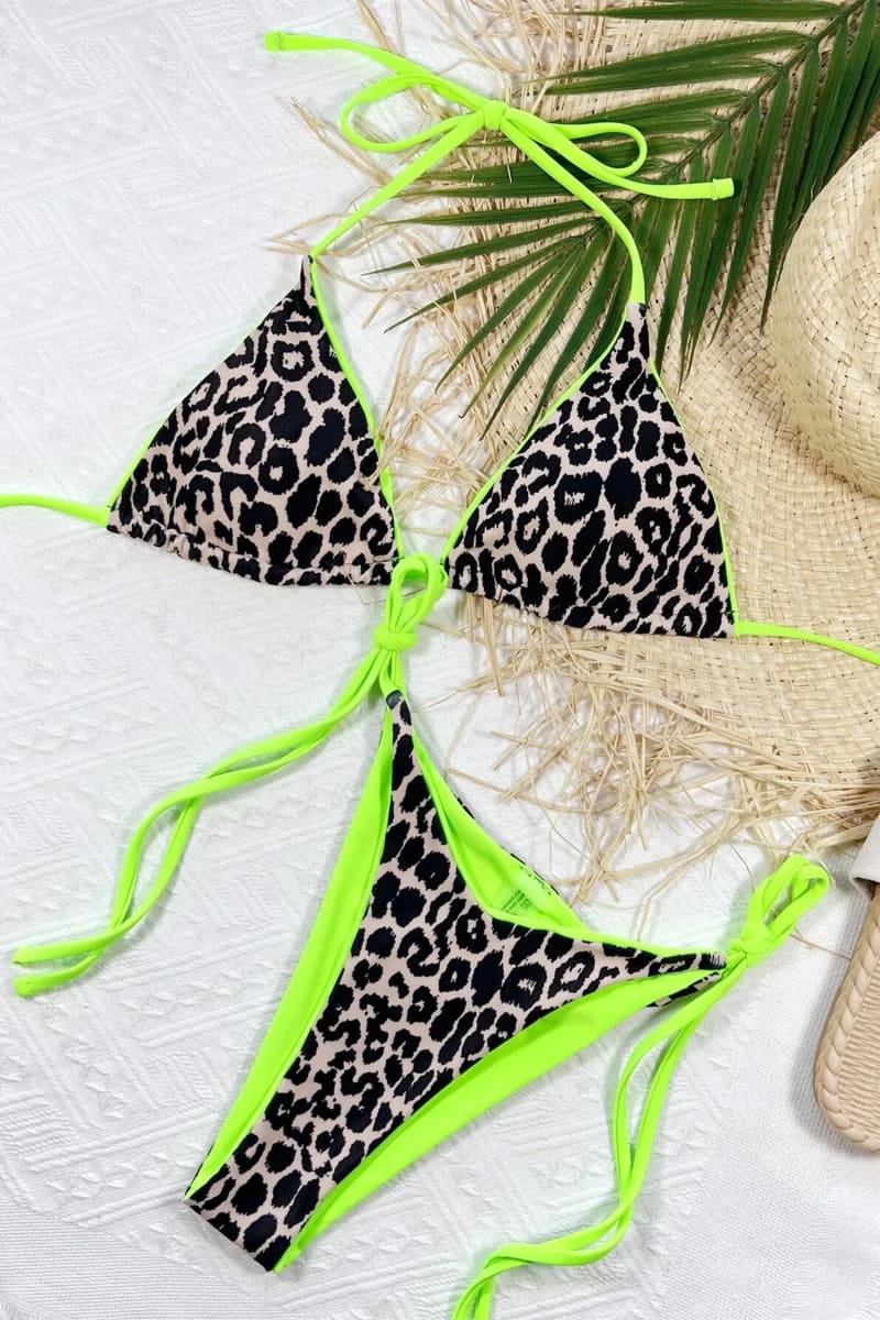 Leopard Print String Bikini / S