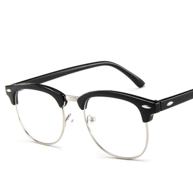 Metal Frame Retro Round Glasses Brightblacksilver-T Glasses