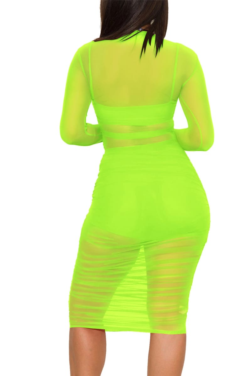 Neon green zip up dress best sale