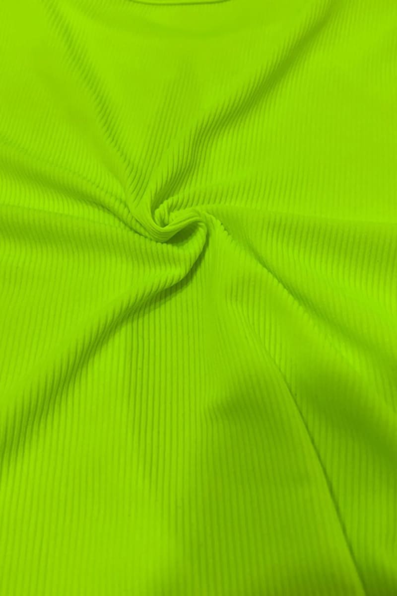 Neon Yellow Ribbed Shorts Set