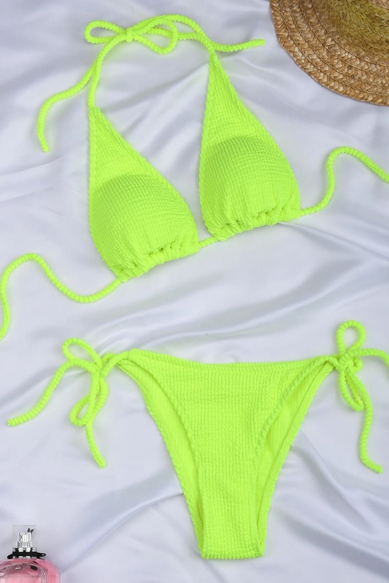 Neon Yellow Smocked Bikini