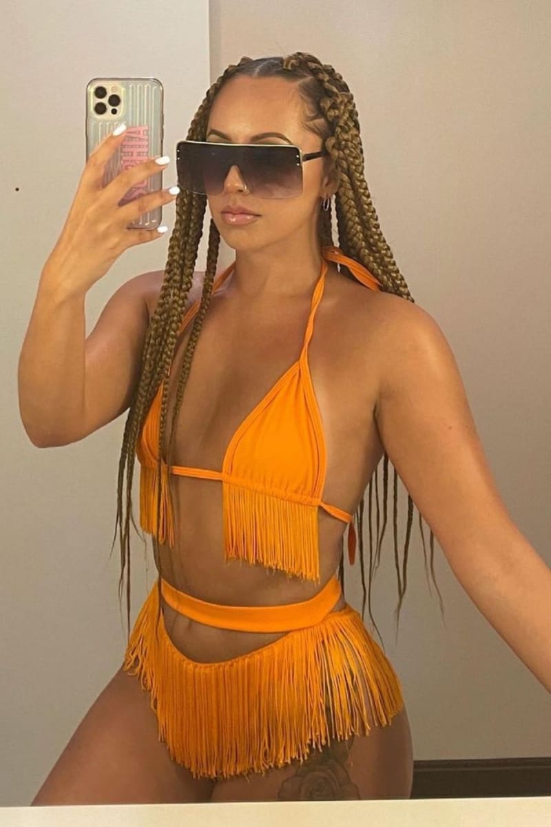 Orange Cut Out Fringe Bikini Bikini