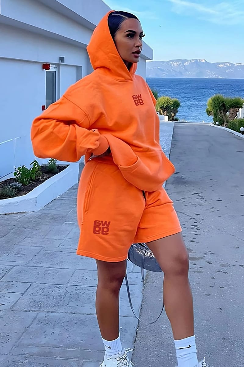 Orange Hoodie & Shorts Set