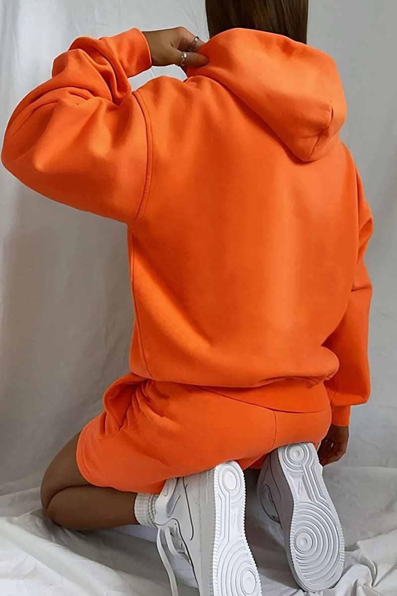 Orange Hoodie & Shorts Set