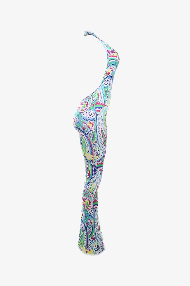 Paisley Halter Bell Bottom Jumpsuit