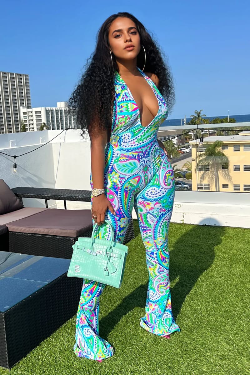 Paisley Halter Bell Bottom Jumpsuit