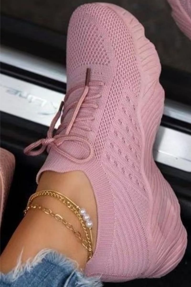 Pink Casual Mesh Breathable Vulcanize Shoes