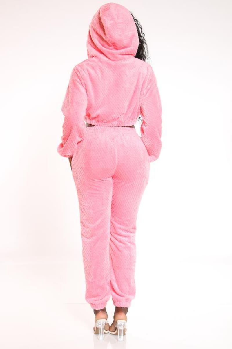 Pink Fuzzy 3 Piece Matching Hooded Set