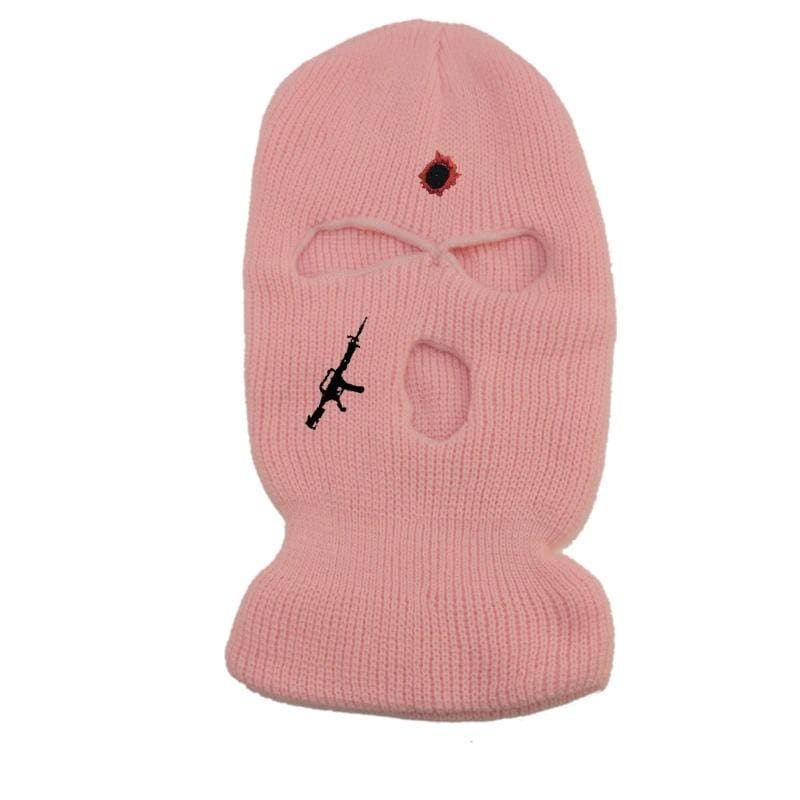 Pink Gun And Bullet Hole 3 Ski Mask Balaclava