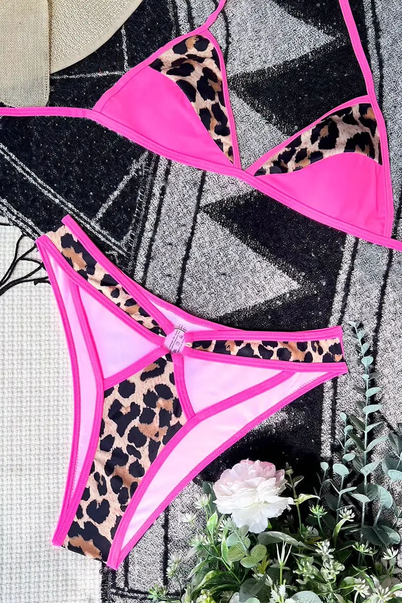 Pink Leopard Print Bikini / S