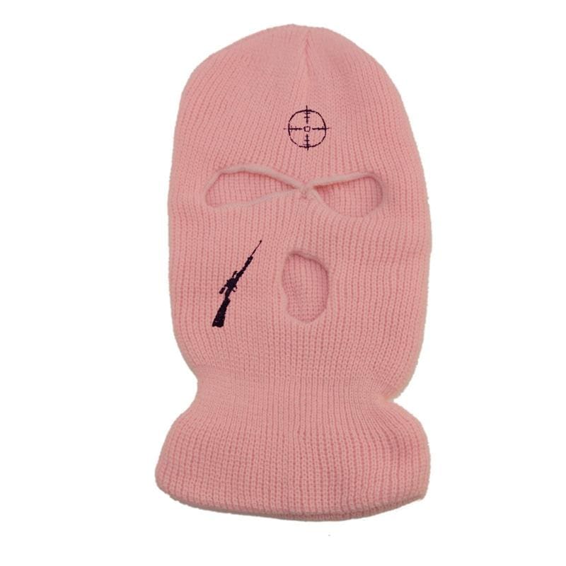 Pink Rifle Target Embroidery 3 Holes Ski Mask Balaclava