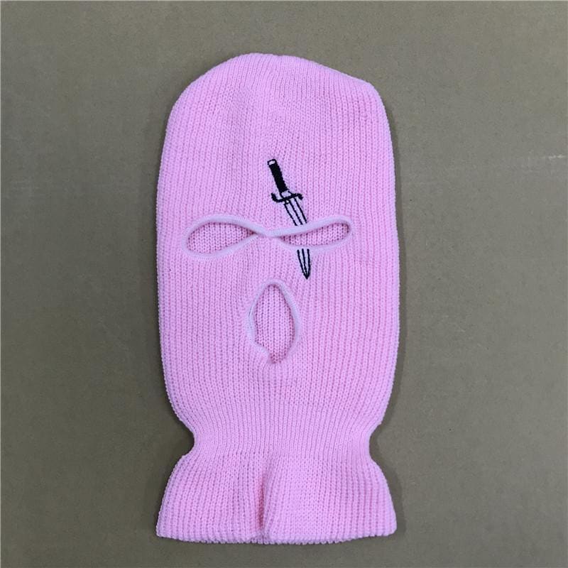 Pink Sword Embroidery 3 Holes Ski Mask / One Size Balaclava